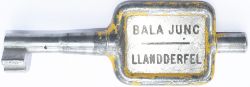 GWR/BR-W Tyers No9 single line aluminium key token BALA JUNC-LLANDDERFEL, configuration D. This