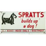 Advertising sign SPRATT'S BUILDS UP A DOG BONIO MIXED OVALS WEETMEET. This is one of the later