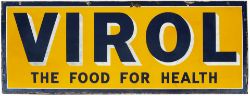 Advertising enamel sign VIROL THE FOOD FOR HEALTH. In good condition with minor chipping and