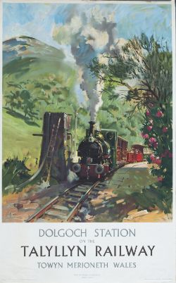 Poster TALYLLYN RAILWAY DOLGOCH STATION by Terence Cuneo. Double Royal 25in x 40in. In very good