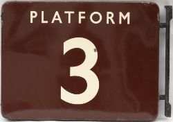 BR(W) FF enamel station sign PLATFORM 3. Double sided with the opposite side blank, complete with