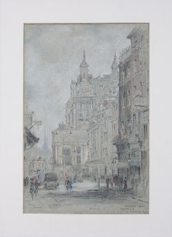 Original coloured pencil & chalk artwork THE STRAND & TIVOLI MUSIC HALL, LONDON a draft design for