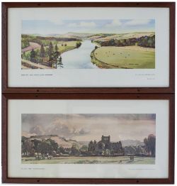 Carriage Prints x 2 MELROSE ABBEY, ROXBURGHSHIRE by Leonard Squirrell R.W.S. from the LNER Post-