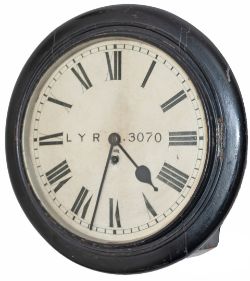 Lancashire and Yorkshire Railway 12in dial mahogany ebonised cased railway clock with a spun brass