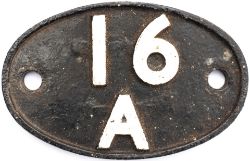 Shedplate 16A Nottingham Midland 1950-1963 with sub sheds Lincoln St Marks to 1953, Southwell to