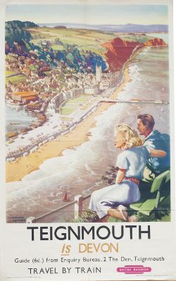 Poster BR(W) TEIGNMOUTH IS DEVON by Norman Howard. Double Royal 25in x 40in. In very good