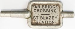 BR-W Tyers No9 single line aluminium key token PAR BRIDGE CROSSING - ST BLAZEY STATION. From the