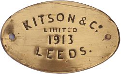 Worksplate KITSON & C0 LIMITED LEEDS 1913. Ex 0-4-0ST works number 5037 supplied new to J. Butler