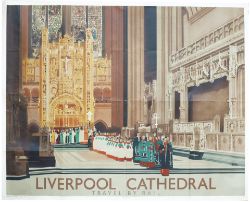 Poster LNER LIVERPOOL CATHEDRAL by Fred Taylor. Quad Royal 50in x 40in. In very good condition and