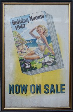 Poster GWR HOLIDAY HAUNTS 1947 NOW ON SALE by Frank Soar. Double Royal 25in x 40in. In good