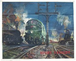 Poster BR(W) NIGHT FREIGHT by Terence Cuneo. Quad Royal 40in x 50in. In good condition with minor