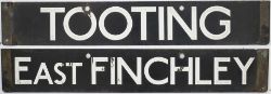 London Underground enamel Tube stock destination plate TOOTING - EAST FINCHLEY. In very good