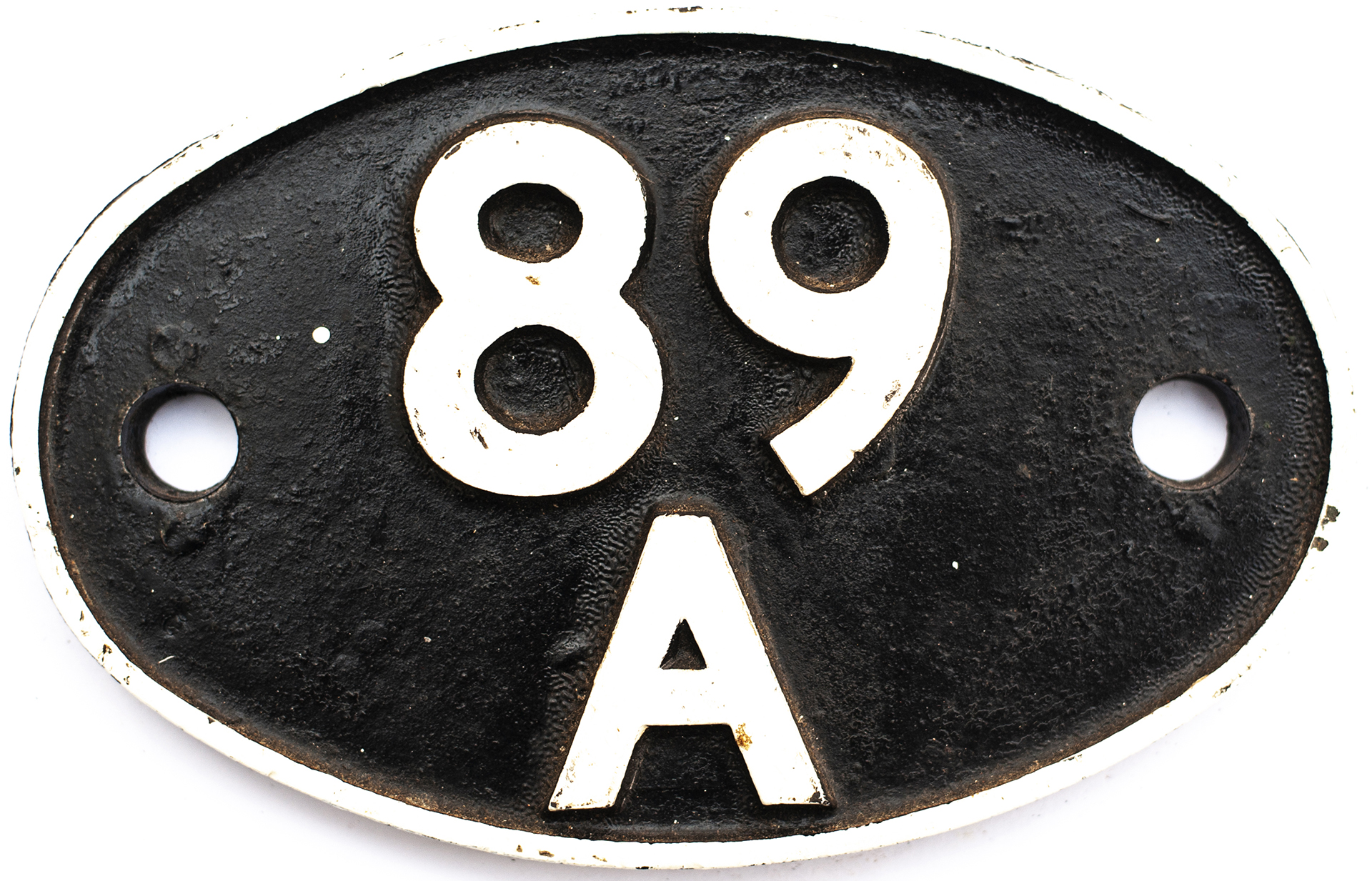 Shedplate 89A Oswestry 1950-1961 and Shrewsbury 1961-1963. Face restored, rear original with clear