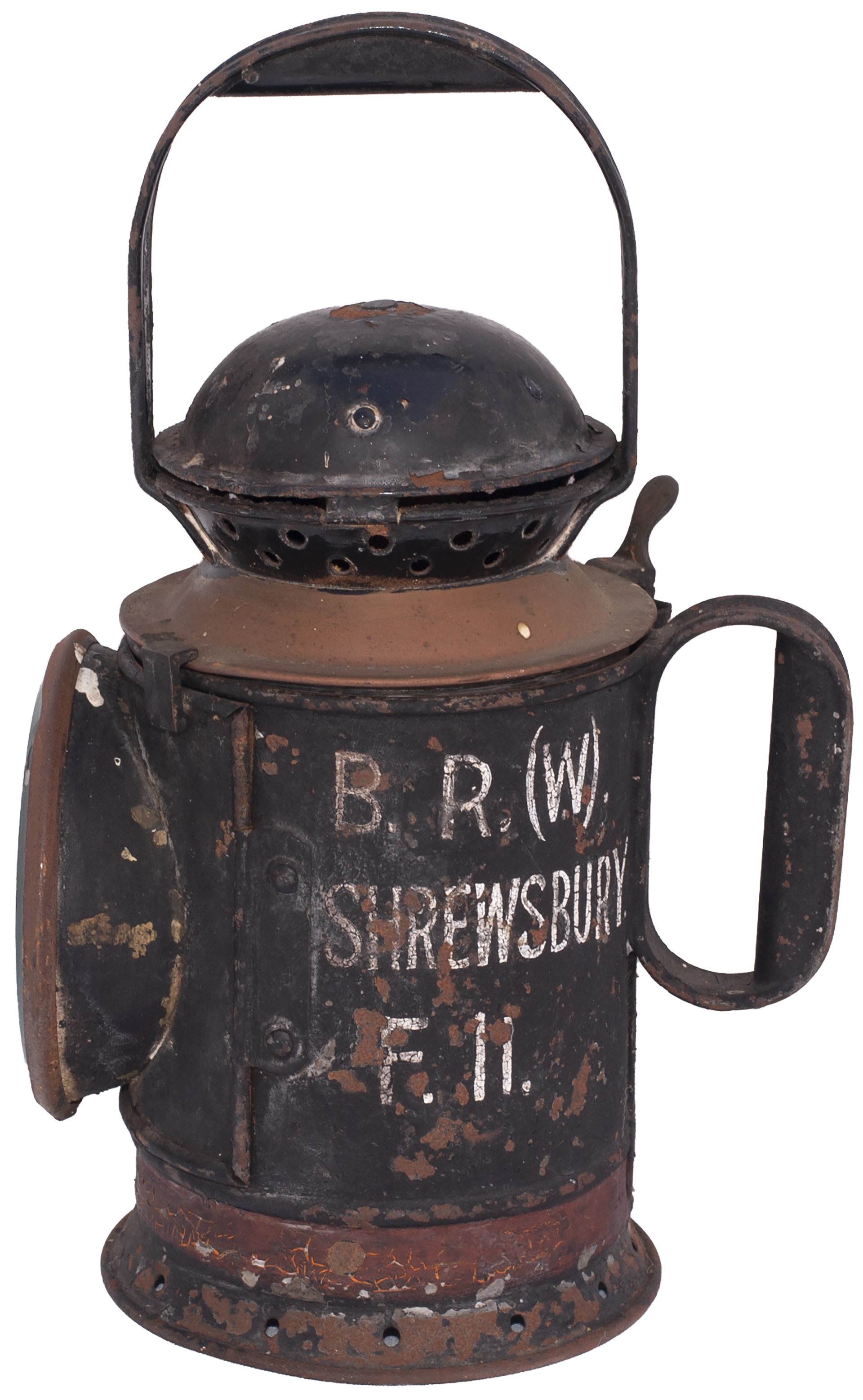 Great Western Railway 3 Aspect brass collar handlamp steel plated 146 and sign written on the side