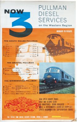 Poster BR(W) PULLMAN DIESEL SERVICES ON THE WESTERN REGION dated 1961. Double Royal 25in x 40in.
