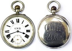 Great Western Railway nickel cased pocket watch with Lancashire Watch Co Ltd London & Prescot