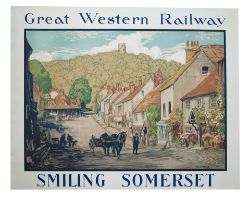 Poster GREAT WESTERN RAILWAY SMILING SOMERSET by Donald Maxwell. A rare Poster