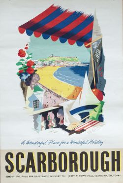 Poster SCARBOROUGH A WONDERFUL PLACE FOR A WONDERFUL HOLIDAY by Nevin issued by the Tourist Board.