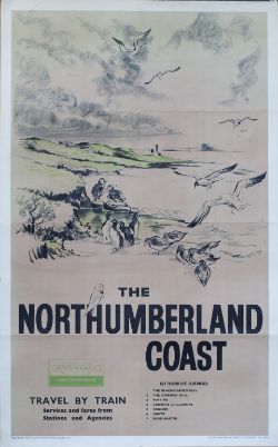 Poster BR(NE) THE NORTHUMBERLAND COAST, anon. Double Royal 25in x 40in. In very good condition