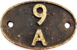 Shedplate 9A Manchester Longsight 1950-1973. In as removed condition with clear Derby casting bars.