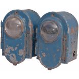 A pair of British Railways diesel class 08 0-6-0 electrical front headlights. Complete with red