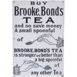 Advertising enamel sign BUY BROOKE BONDS TEA. In very good condition with some expertly executed