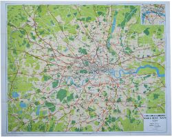 Poster BR LONDON & SUBURBS MAIN LINE RAILWAYS issued in 1956. Quad Royal 50in x 40in. In very good