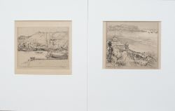 Two draft pencil artworks CASTLE HILL, SCARBOROUGH & SOUTH BAY, SCARBOROUGH by J W King for the LNER