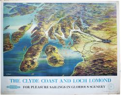 Poster BR(SC) THE CLYDE COAST AND LOCH LOMOND by W. Nicolson. Quad Royal 50in x 40in. In very good