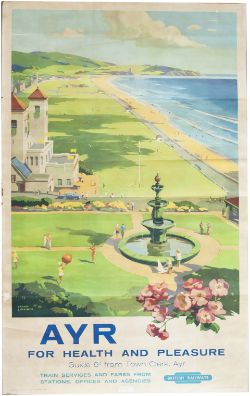 Poster BR(SC) AYR FOR HEALTH AND PLEASURE by Frank Sherwin. Double Royal 25in x 40in. In good