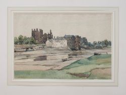 Original watercolour artwork Kirkcudbright KIRKUDBRIGHT CASTLE & ESTUARY by John Charles Moody R.