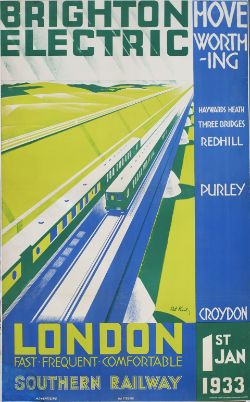 Poster SR BRIGHTON ELECTRIC FAST FREQUENT COMFORT by Pat Keely. Double Royal 25in x 40in. In very