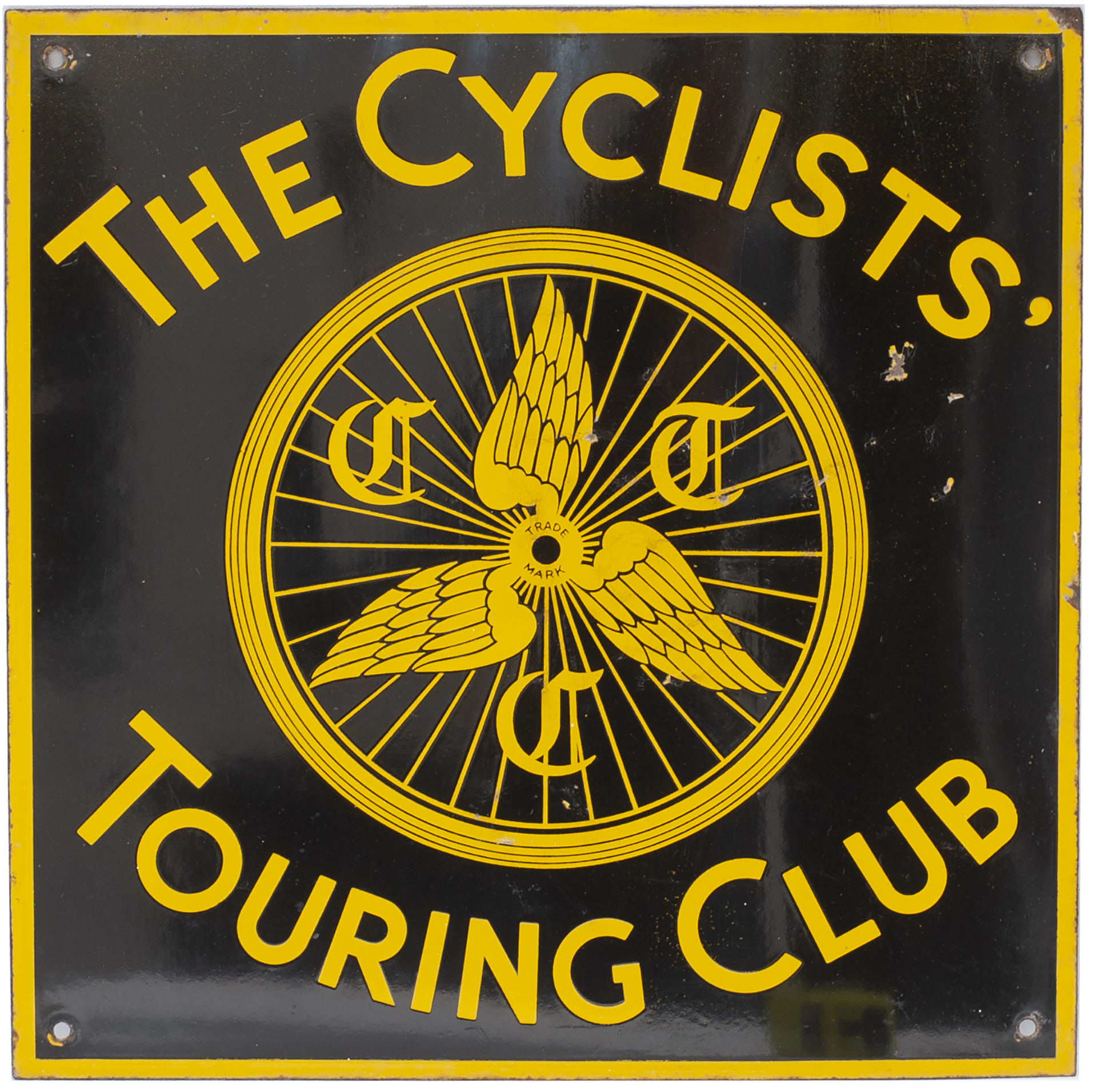 Advertising enamel sign THE CYCLISTS TOURING CLUB. In very good condition with minor face