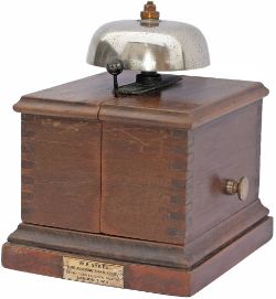 LB&SCR mahogany split cased Block Bell with W.R.SYKES brass makers plate. In very good condition