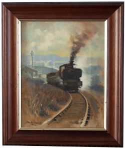 Original oil painting on canvas GWR PANNIER TANK NEAR MILKWALL COLOUR WORKS FOREST OF DEAN by Eric