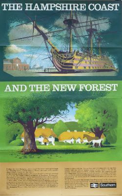 Poster BR(S) THE HAMPSHIRE COAST AND THE NEW FOREST by Reginald Lander. Double Royal measures 25in x