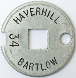 Tyers No6 aluminium single line Tablet HAVERHILL - BARTLOW from the former Great Eastern Railway