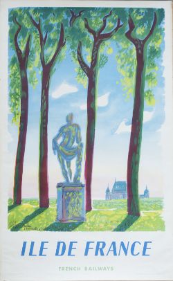 Poster SNCF ILE DE FRANCE by Marc Saint-Saens issued in 1952. Double Royal 25in x 40in. In very good