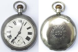 Taff Vale Railway nickel cased pocket watch with a American Waltham Watch Co movement number