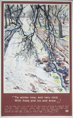 Poster LT TIS WINTER NOW AND VERY COLD WITH FROST AND ICE AND SNOW by Laura Knight. Double Royal