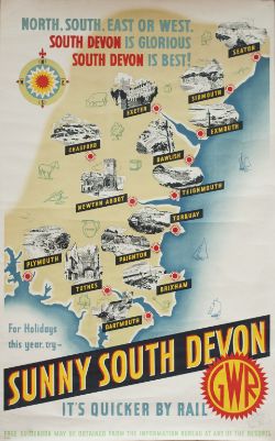 Poster GWR SUNNY SOUTH DEVON, anon. Double Royal 25in x 40in. In excellent condition with a minor