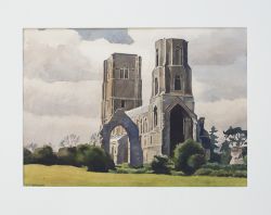 Original watercolour artwork WYMONDHAM ABBEY, NORFOLK. by carriage print artist, Reginald Jordan for