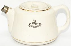 Isle Of Man Railway China Teapot with full Coat Of Arms to front and base marked Dunn Bennett & Co