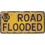 Road sign AA ROAD FLOODED. Pressed aluminium in original condition with reflective paint. Measures