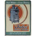 Advertising enamel sign FALCO DOMESTIC BOILERS HOT WATER - EVER READY. In very good condition with