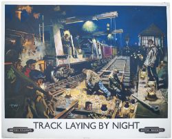 Poster BR TRACK LAYING BY NIGHT by Terence Cuneo. Quad Royal 50in x 40in. In very good condition