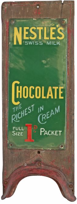 Advertising enamel sign NESTLES SWISS MILK CHOCOLATE THE RICHEST IN CREAM. In excellent condition