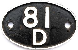 Shedplate 81D Reading 1950-1973 with sub sheds Basingstoke to 1950 and Henley-on-Thames to 1958.