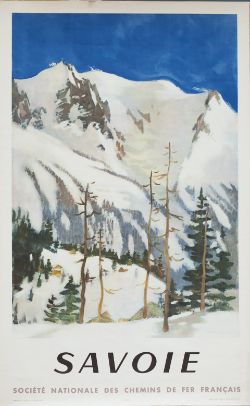 Poster SNCF SAVOIE by Fontanarosa published in 1948. Double Royal 25in x 40in. In very good