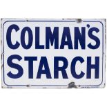 Advertising enamel sign COLMAN'S STARCH. In very good condition with minor edge chipping and small